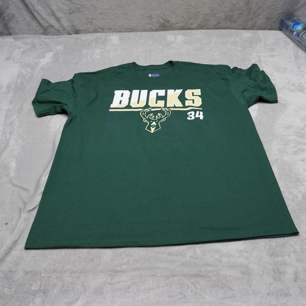 Milwaukee Bucks Shirt Mens Large NBA Green Basketball Antetokounmpo #34 Fan Gear